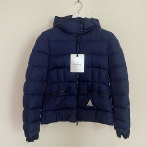 NWT Moncler Betula Puffer Jacket Coat Navy Blue Size 1 Small Hanger Garment Bag